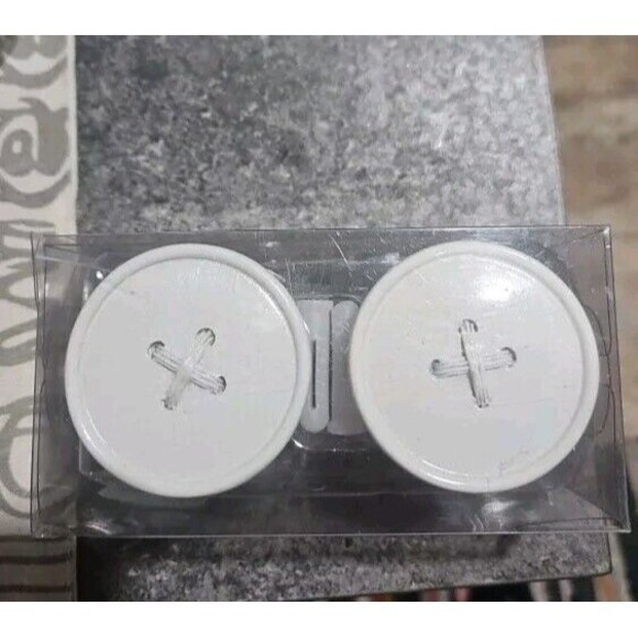 NEW The Container Store Pair of White Screw-In White Button Knobs With Anchors - Picture 1 of 1